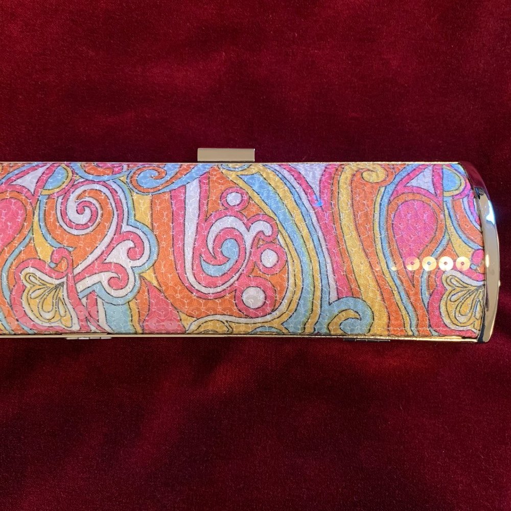 Magid Multi-color Fabric and Sequin Clutch Bag